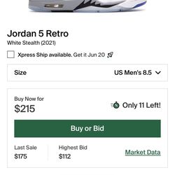 Jordan 5 Retro White Stealth 
