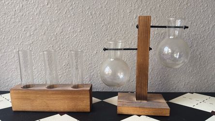 Glass Propagation Station Set with Wooden Stands