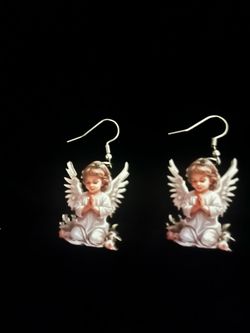Praying Angel Dangle Earrings