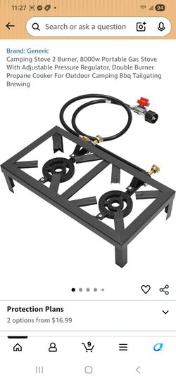 Camping Stove 2 Burner, Portable Gas Stove With Adjustable Pressure Regulator, Double Burner Propane Cooker For Outdoor Camping Bbq Tailgating Brewin
