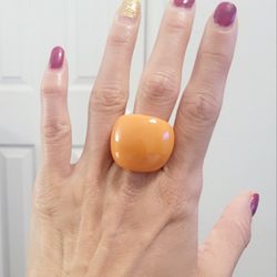 Orange women's lady's unisex large wide chunky ring