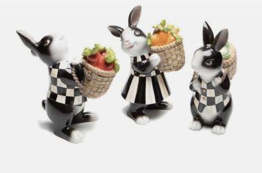 Adorable Set of 3 MacKenzie-Childs Cabbage Garden Bunnies š·