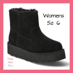New Womens Suede Platform Boots Sz:6