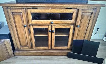 TV Stand Media Console with Glass Doors