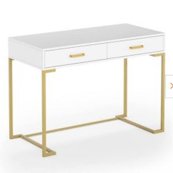 M00103 39 in. Retangular White Wood 2 Drawer Writing Desk with Large Weight Capacity