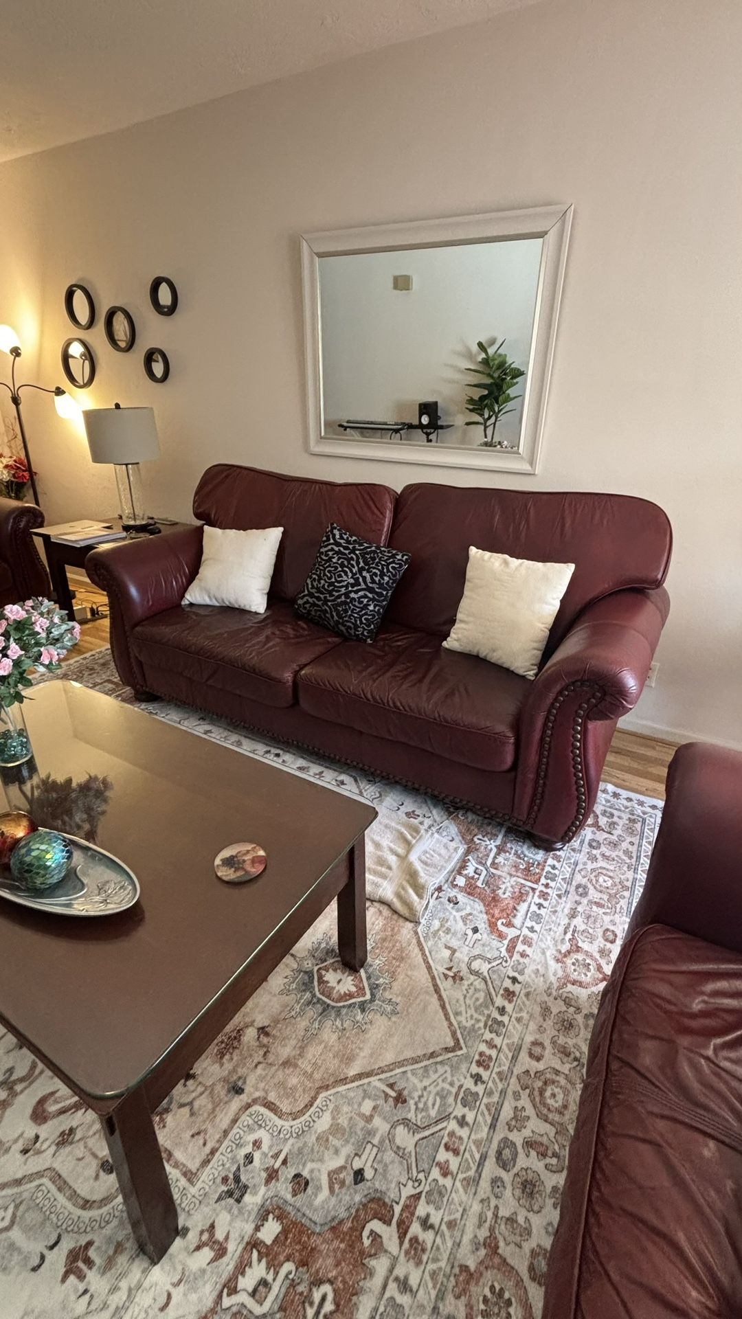 3 Piece Red Leather Couch