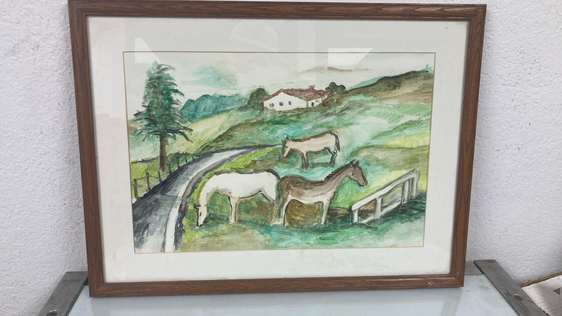 Watercolor -(framed) Horses