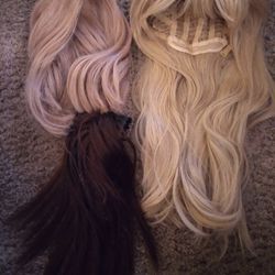 Blond Wigs,hair Topper, Ponytail Clip In Bundle
