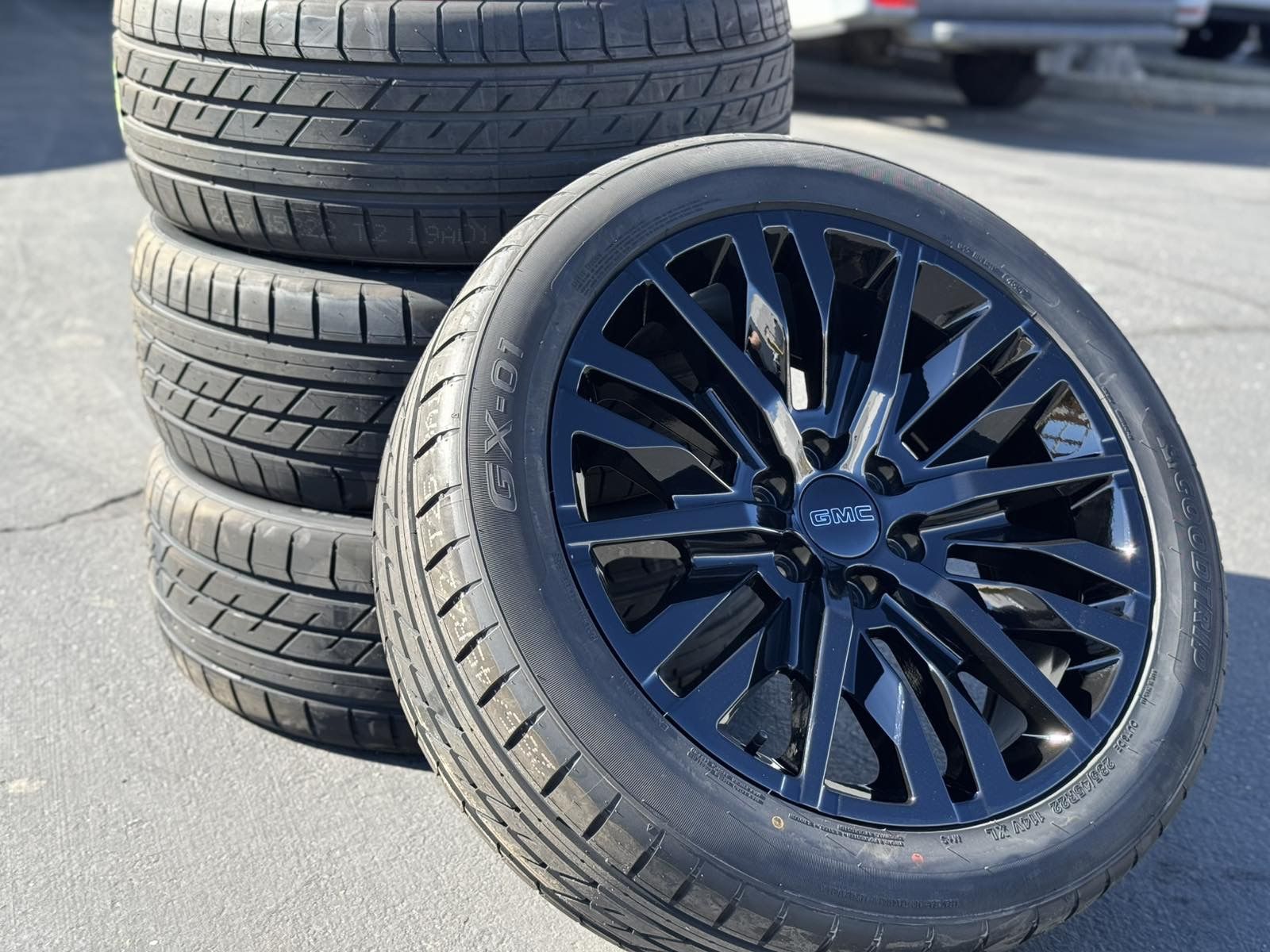 22'' NEW Wheels Black Rims and Tires GMC Sierra 1500 Yukon Denali Chevy Chevrolet Silverado Tahoe Suburban Avalanche Nissan Titan Infiniti