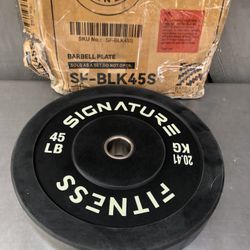 45lb Signature Fitness 2" Olympic Bumper Plate Weight Plate with Steel Hub- Single Plate