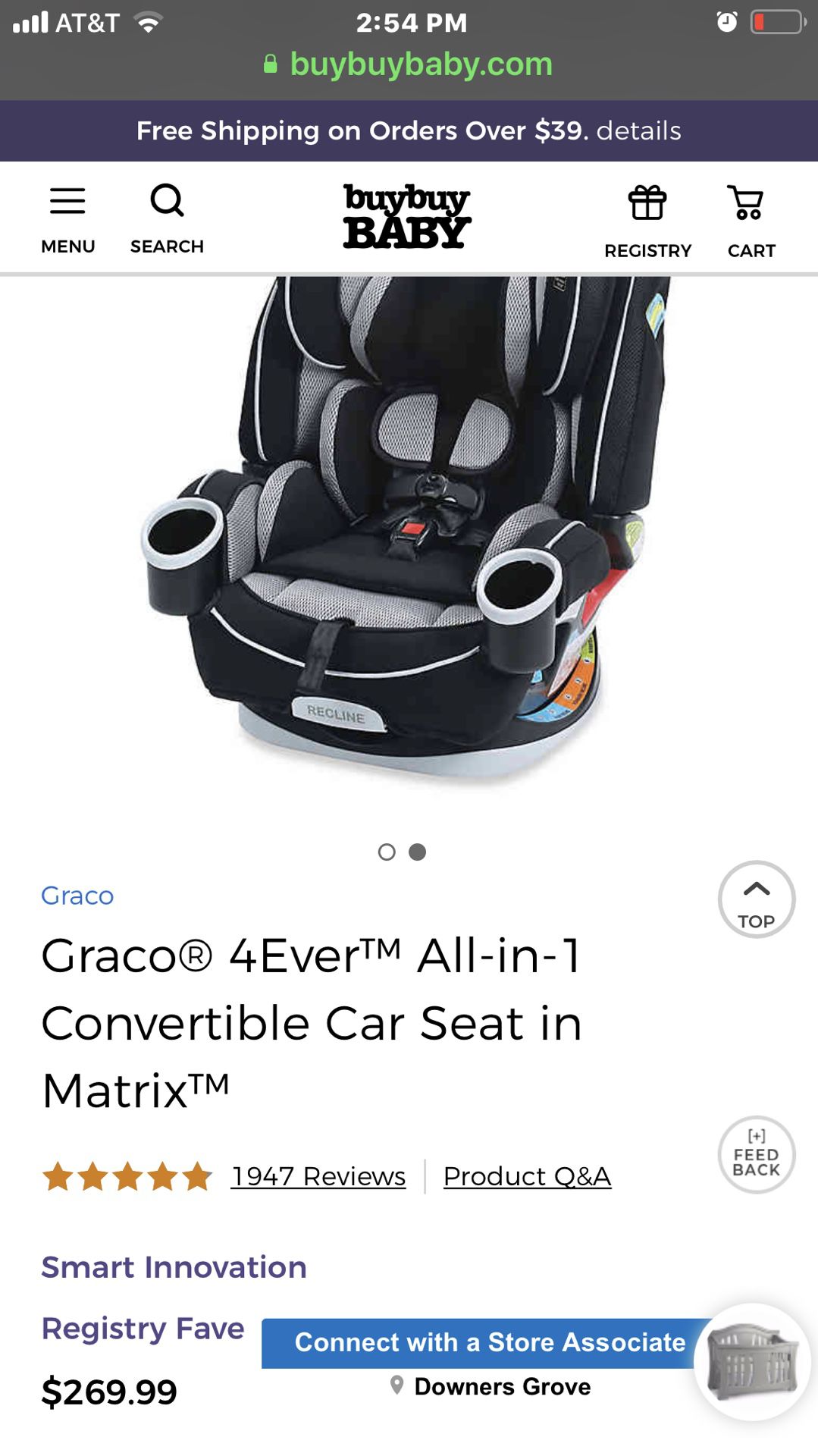 $100 off!! New in box Graco 4Ever All-In-One Car seat