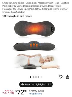 Smooth Spine Triple Fusion Back Massager with Heat - Sciatica Pain Relief & Spine Decompression Device