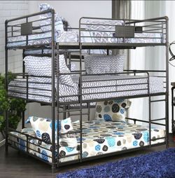 Brand New Full Size Solid Metal Triple Bunk Bed