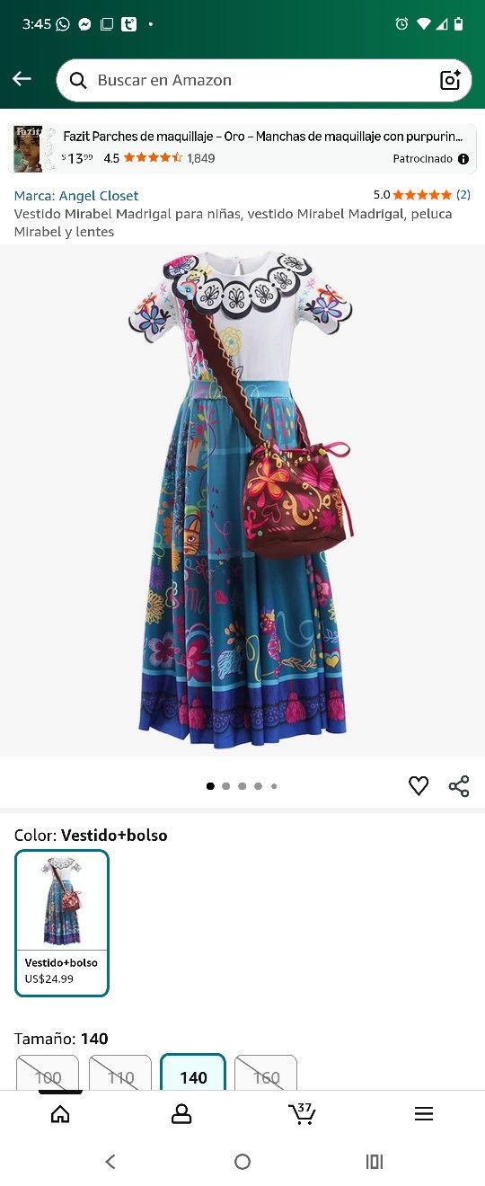 Costume Dress Girls Disney  EncantoPrincess 