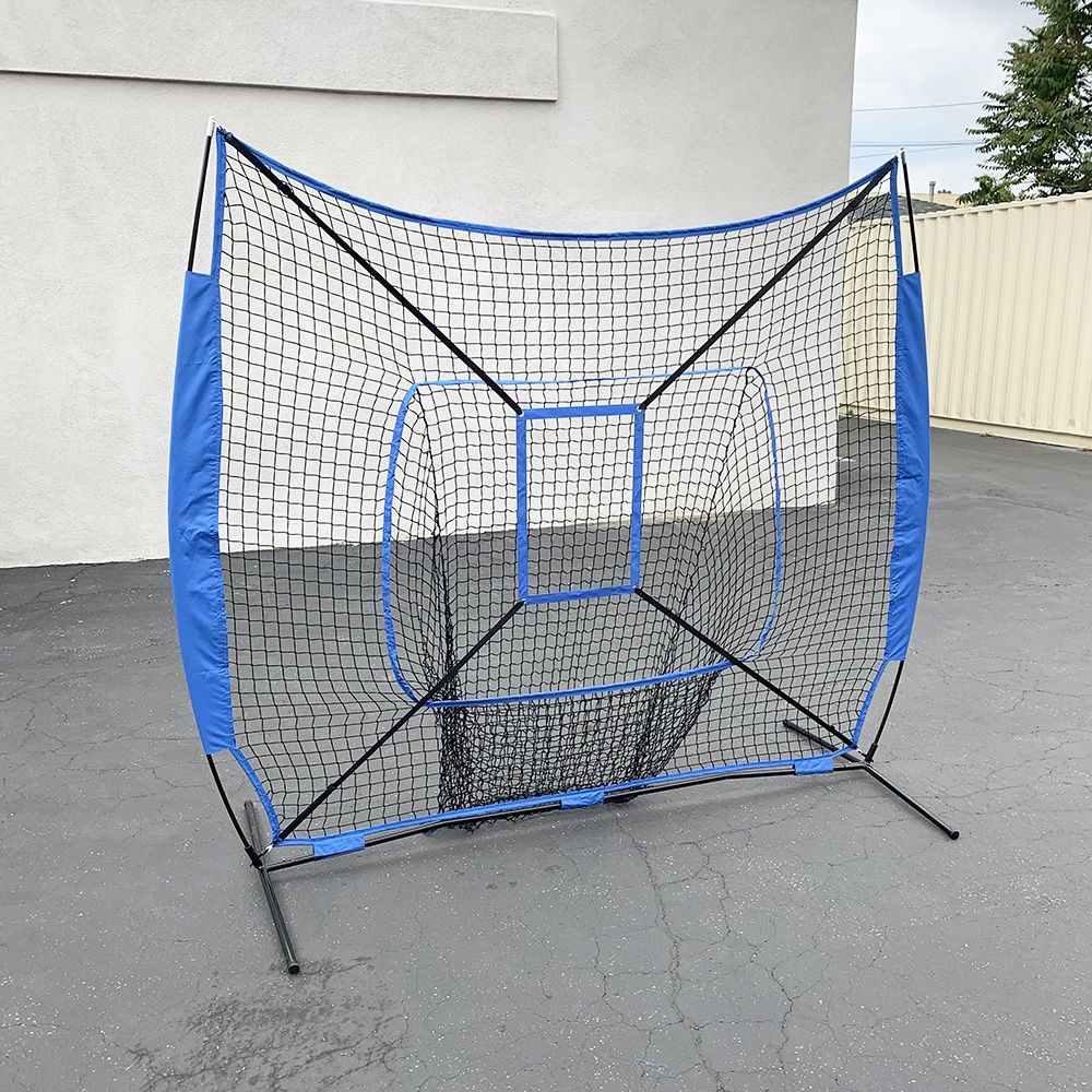 New $45 Baseball & Softball Practice Hitting & Pitching 7x7’ Net with Bow Frame, Carry Bag