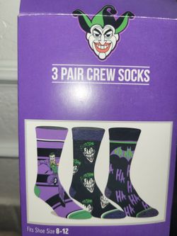 NEW-- The Joker 3 pair crew socks