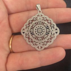 .925 Diamond Vintage Art Deco Pendant