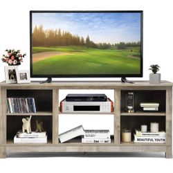 Tangkula Farmhouse Wood Universal TV Stand for TV's up to 65", Rustic TV Console Table w/Open 6 Shelves, Living Room Media Entertainment Center for 18