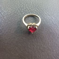 WOMEN'S HEARTRUBY RING(18K GOLD PLATE)