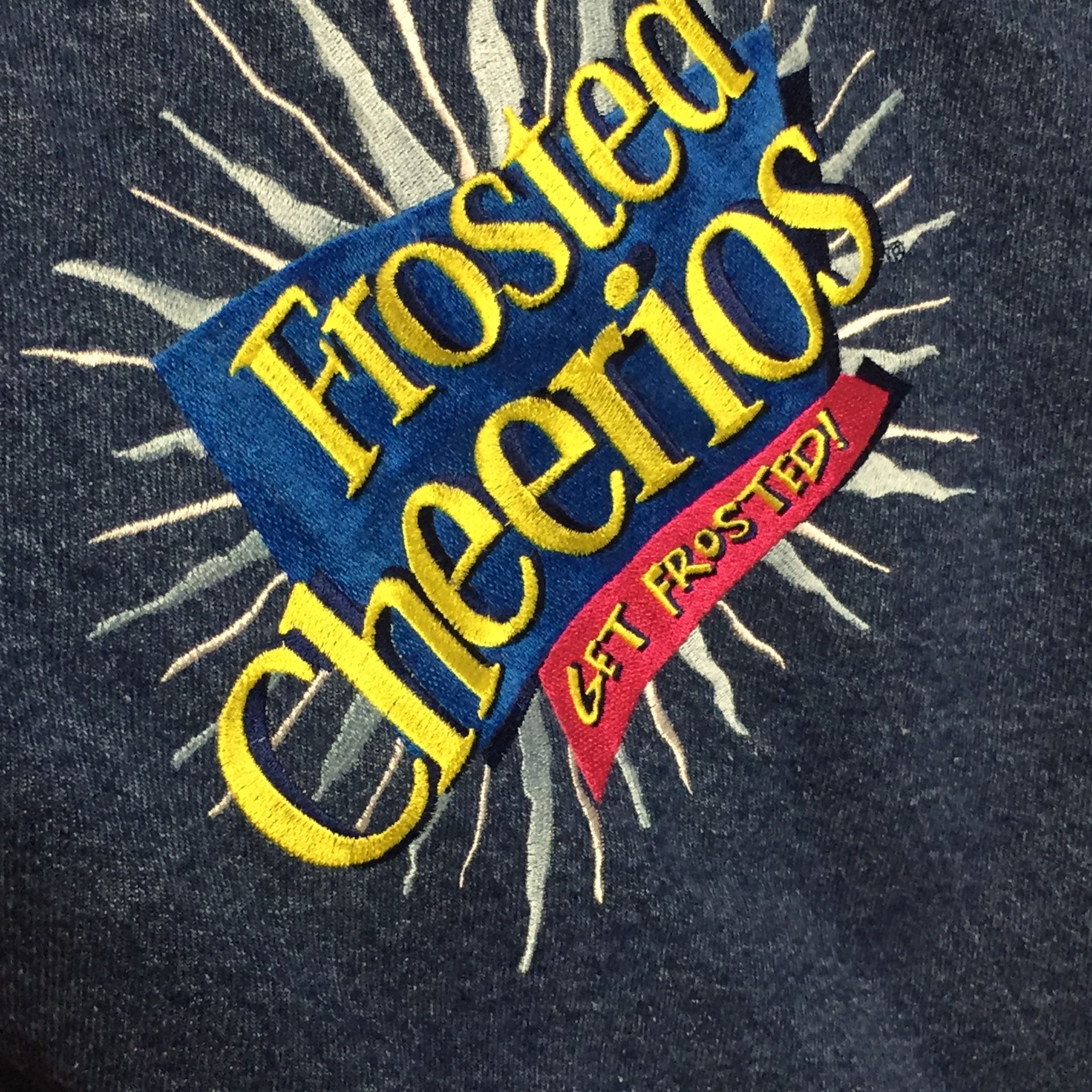 Vintage International Denim Mens Large Jean Denim Jacket Frosted Cheerios Rare