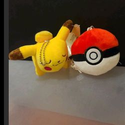 Set of 2 4 inch Pokemon Pikachu and Ball Plush Stuffed Doll Toy USA Stock