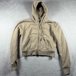 Brandy Melville Cropped Hoodie One Size XS Brown Cotton Sweater Baby Doll #2472
