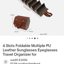 Selling A Six Slots Foldable Multiple PU Leather Sunglasses Eyeglasses Travel Organizer For