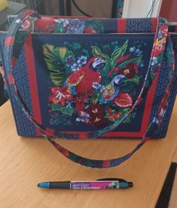 Blue Purse W Parrot N Toucan Sequin