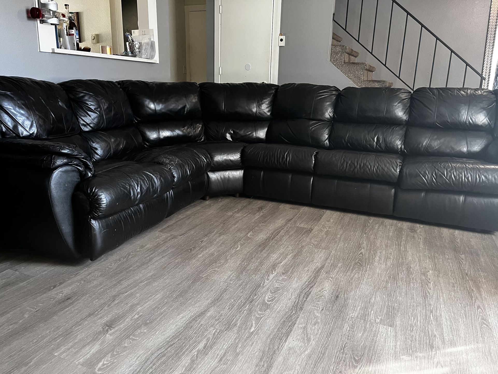 Black Leather Sectional