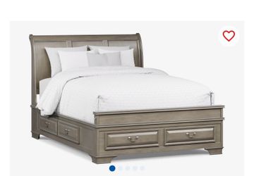 Queen bed frame with drawers and matching dresser and mirror