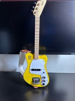 Loog Mini Electric Guitar Yellow 3 String Kids Built-In Amp Speaker Tested