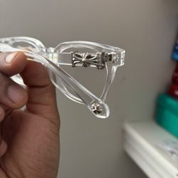 Clear/ Silver Chrome Heart Glasses