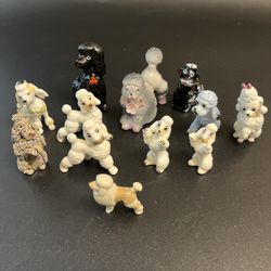 12 Vtg Poodle Porcelain Bone China Figurine Lot Spaghetti Japan Ceramic MCM Cute