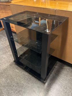 Smoky Glass and Dark Wood Shelf