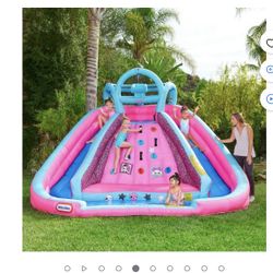LOL Surprise Pink River Race Inflatable Water Park, 2 Slides, Climbing Wall & Blower, Outdoor Summer