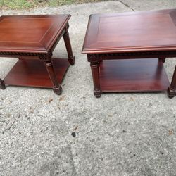 Pair Of Solid Wood Accent Side/End Tables 