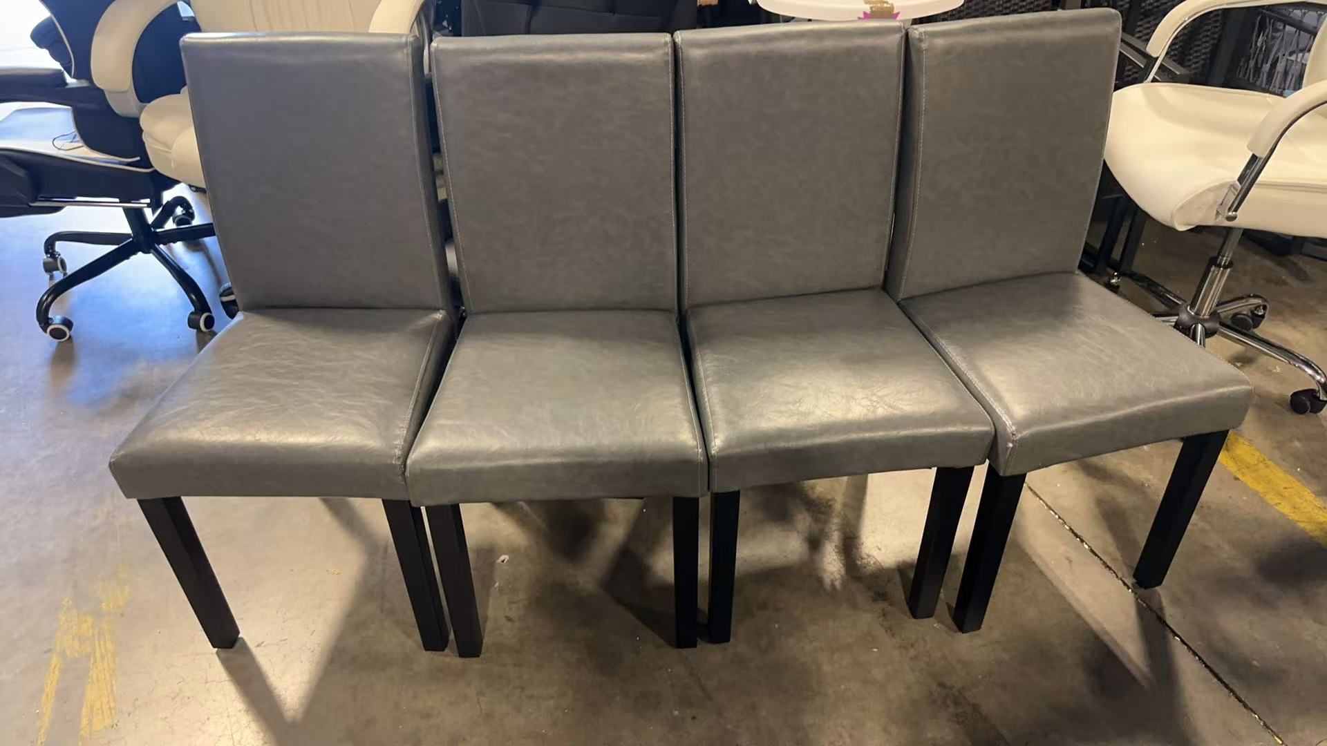 Dining Chairs Set of 4 Faux Leather High Back Kitchen Chair Upholstered Armless Side Chair with Waterproof Surface and Wood Legs for Home and Restaura