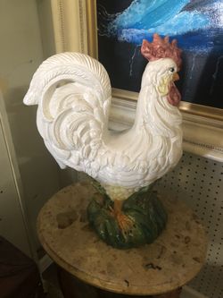 Antique Italian Porcelain Rooster 16” Hand Painted Work Of Art