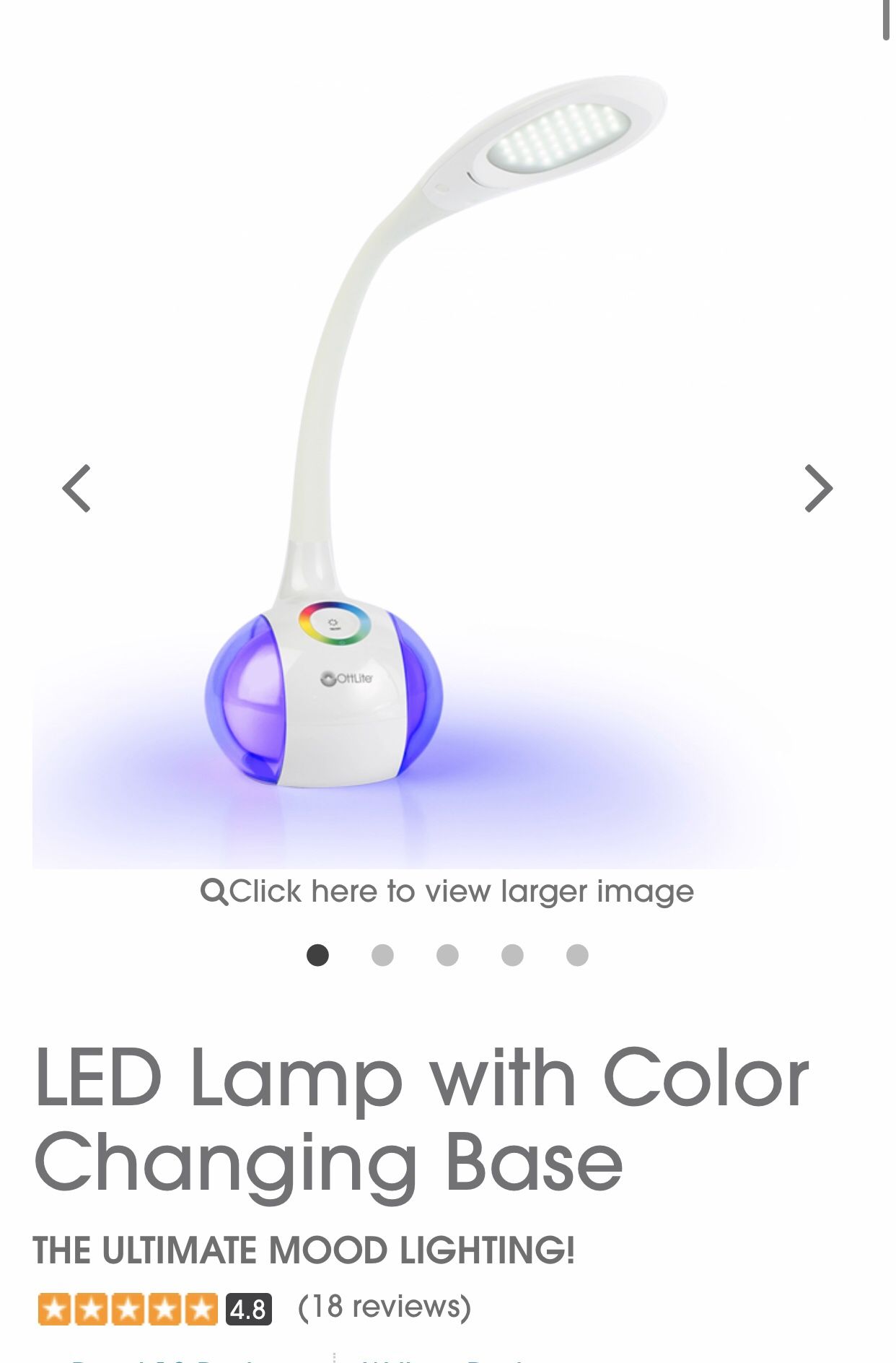 Ottlite LED Lamp with Color Changing Base