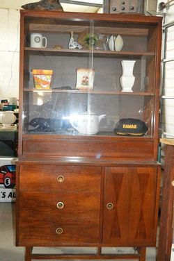 Mid century one piece China cupboard by Stanley Furniture