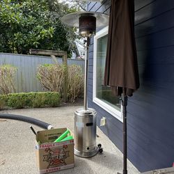 2 Outdoor Patio Heaters & Umbrella With Stand!wo