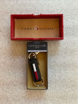 Tommy Hilfiger Black Leather KeyFob Keychain