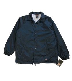 DICKIES SNAP FRONT NYLON JACKET MENS LARGE L BLUE WINDBREAKER COACHES BUTTON NEW