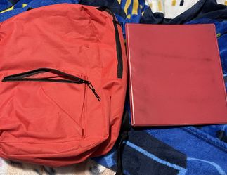 Basic Red Backpack And Medium Small Binder