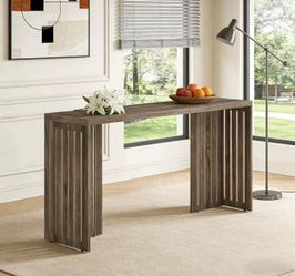 63" Pub Table, Rectangular Wood Kitchen Dining Counter Workspace High Top with Louvered Base, for Kitchen, Dining Room & Commercial Use