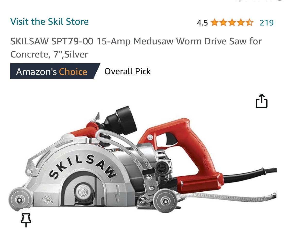 SKILSAW SPT79-00 15-Amp Medusaw Worm Drive Saw for Concrete, 7",Silver