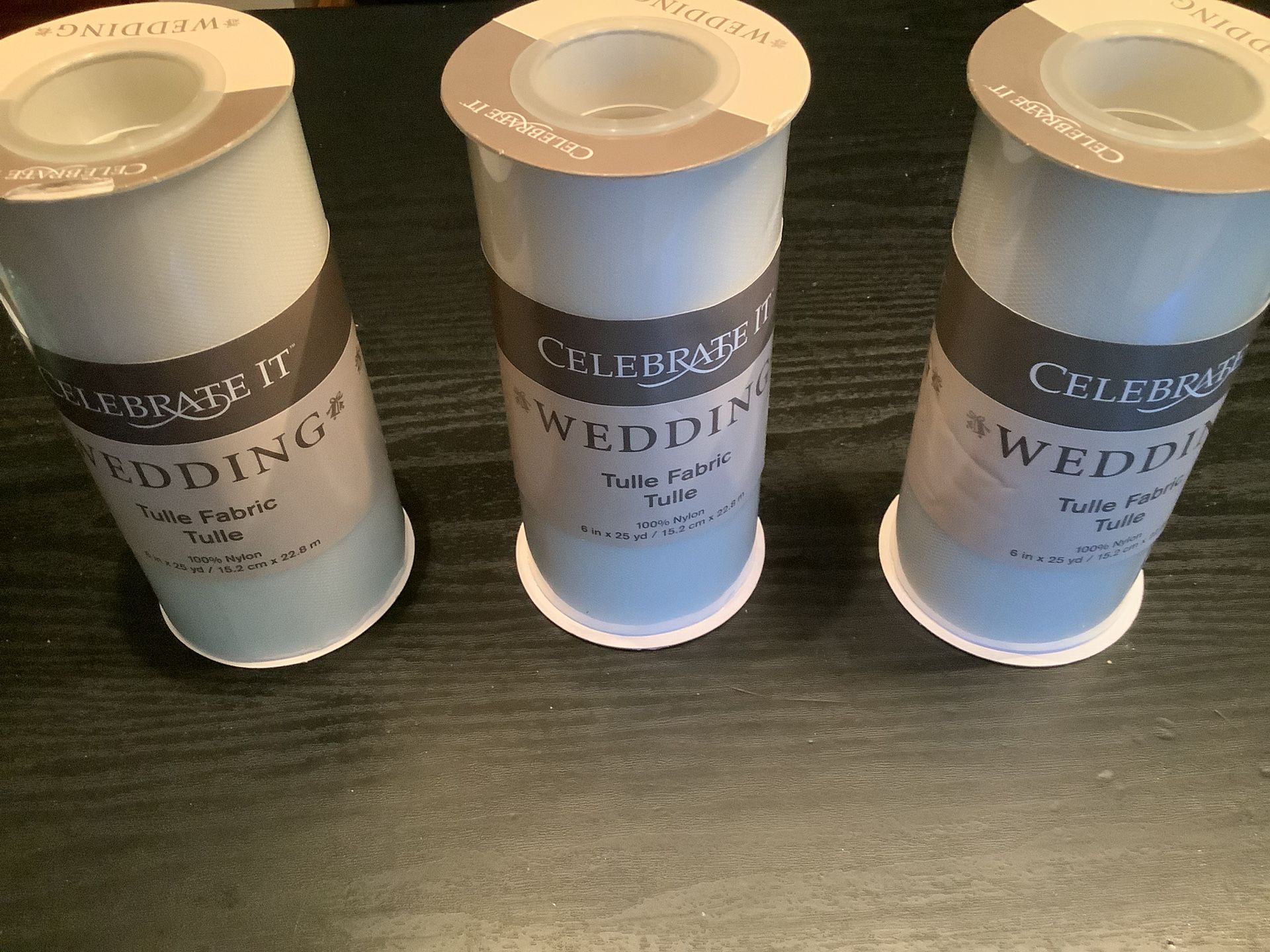 Lot Of 3 Spools Of Ivory Tulle Each Spool is 6” X 25 Yards Total Of 75 Yards New Never Opened