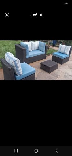 Hampton bay beautiful 😍 outdoor furniture sofa set cushions chairs coffee table pool deck spa balcony patio porch garden lawn dock yard  balcony