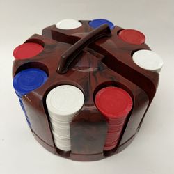 Vintage Bakelite Mid Century Poker Chip Cards Carousel Caddy