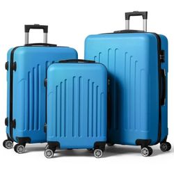 3-Piece Hard Shell Luggage Set – 20” / 24” / 28” Spinner Suitcases (Royal Blue)